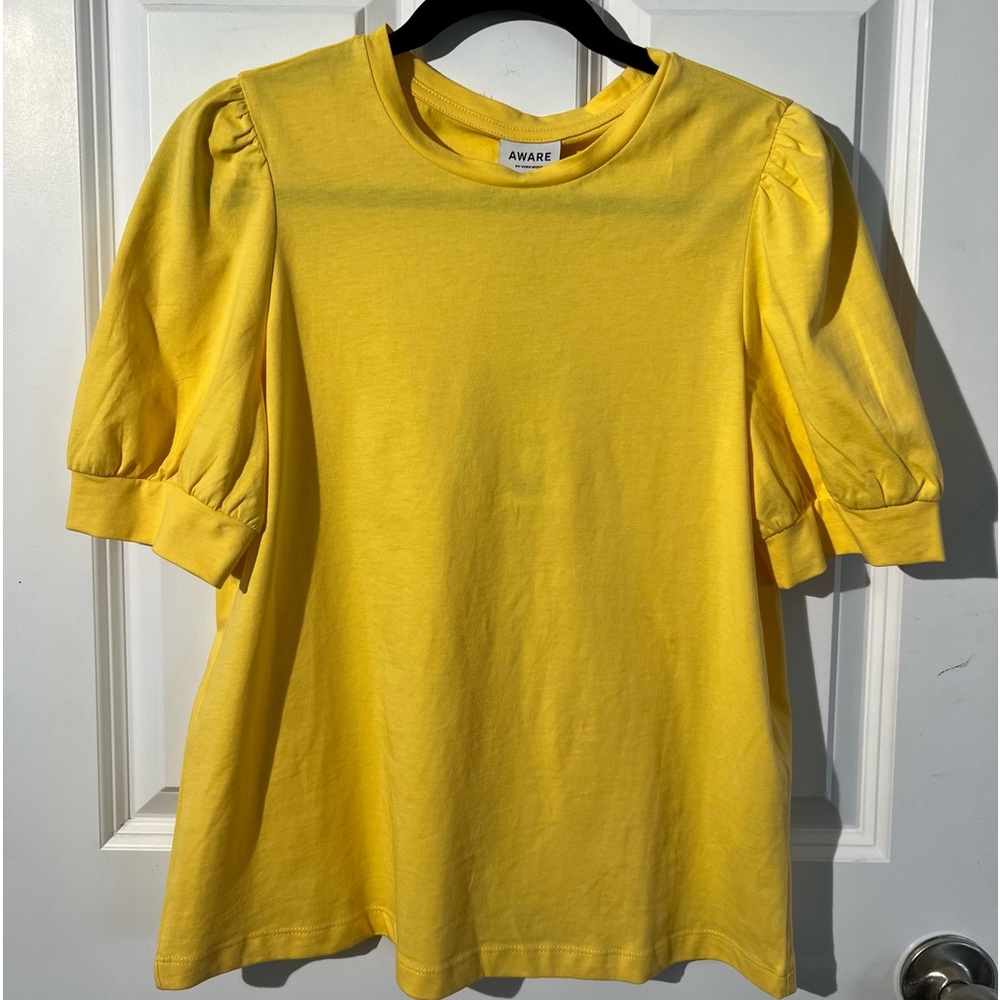 DryGoods Vera by vero moda yellow puffy short sleeves 100% organic cotton
